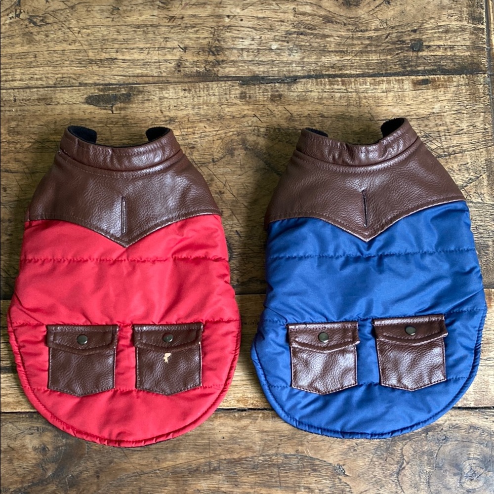 Set of 2 Bailey & Bella a Blue and a Red Dog Quilted Vests Coats Jackets Size XS